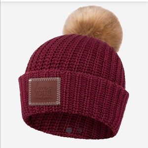 Burgundy Pom Beanie (Natural Pom)